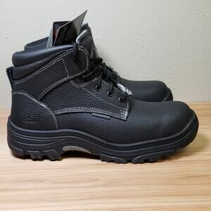 Skechers Men's Size 12 Tarlac Steel Toe Work Boots Black Leather Puncture & EH